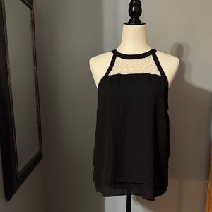 Monteau Black and Cream Halter Top